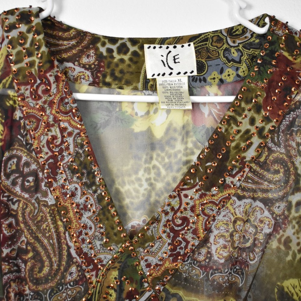 Vintage silk blouse XL - Picture 2 of 3